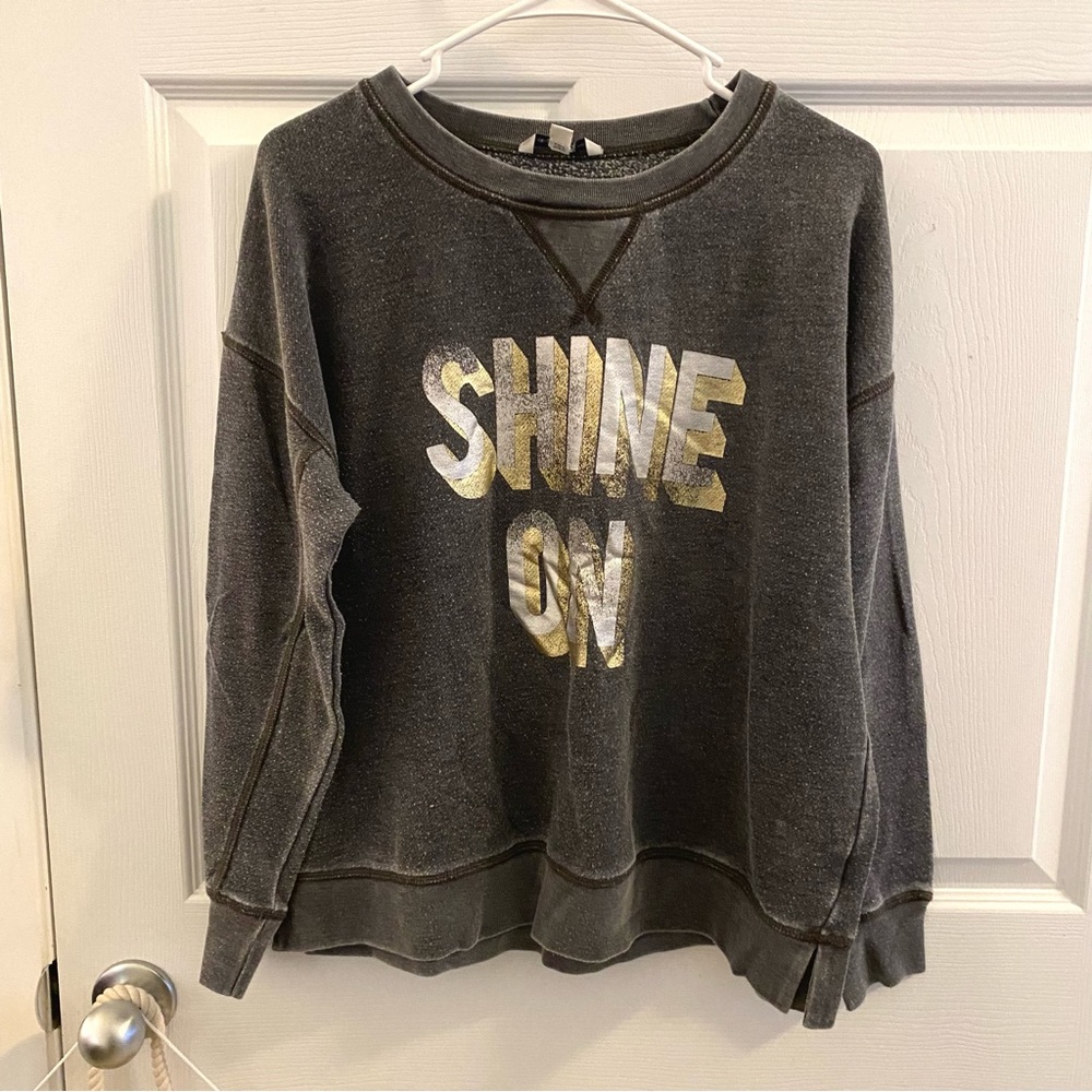 American Eagle Outfitters AEO Shine On Metallic Crewneck Sweater Size L